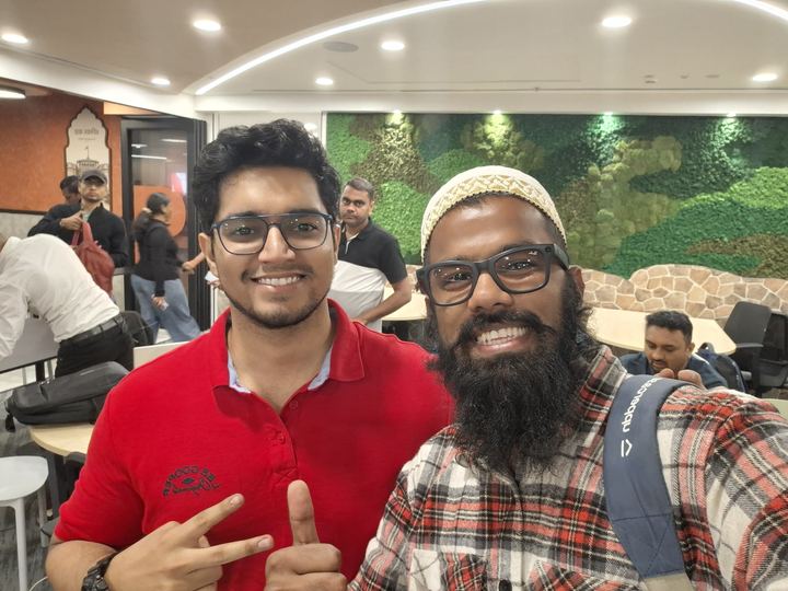 A selfie with a smiling guest in an event lounge